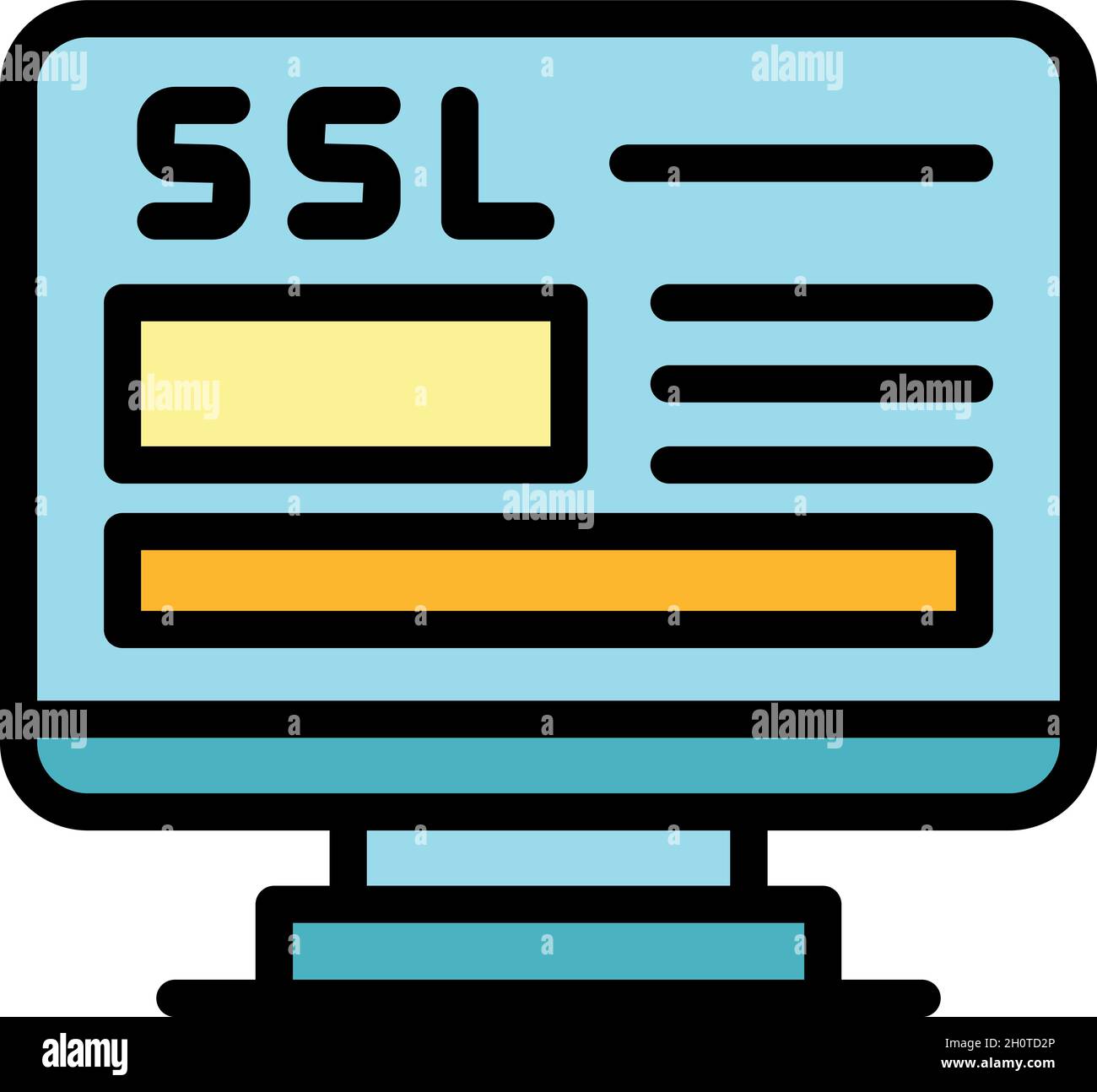Https certificate icon. Outline https certificate vector icon color flat isolated Stock Vector