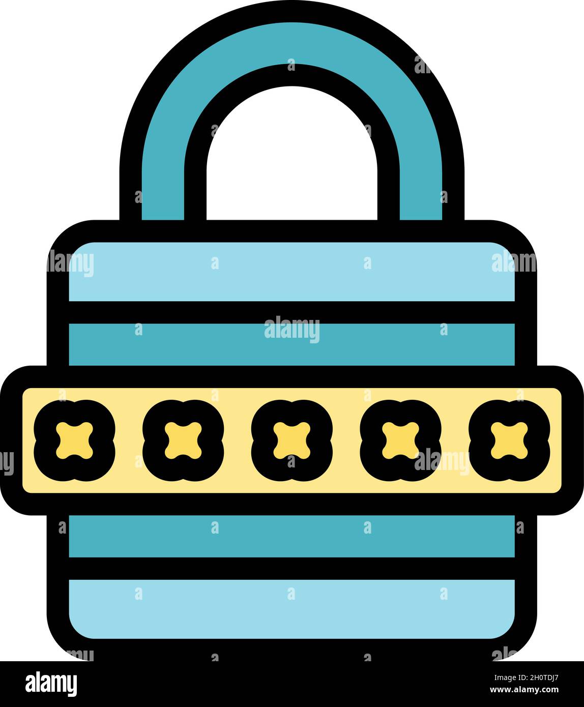 Block cipher icon. Outline block cipher vector icon color flat isolated Stock Vector
