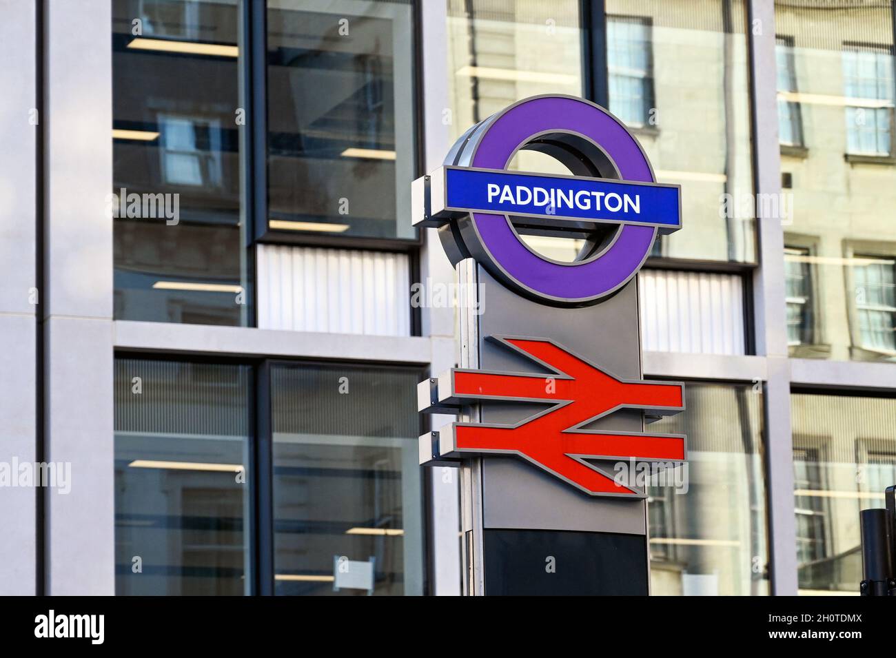 London, England August 2021 Sign outside the entrance to London Paddington railway station