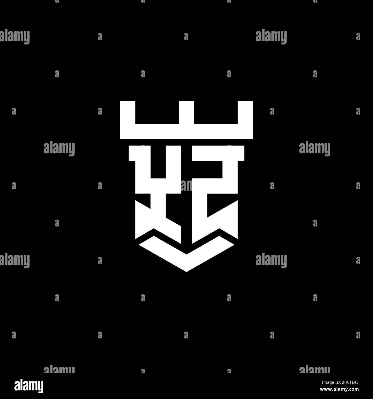 YZ logo initial monogram with castle shape style design template ...