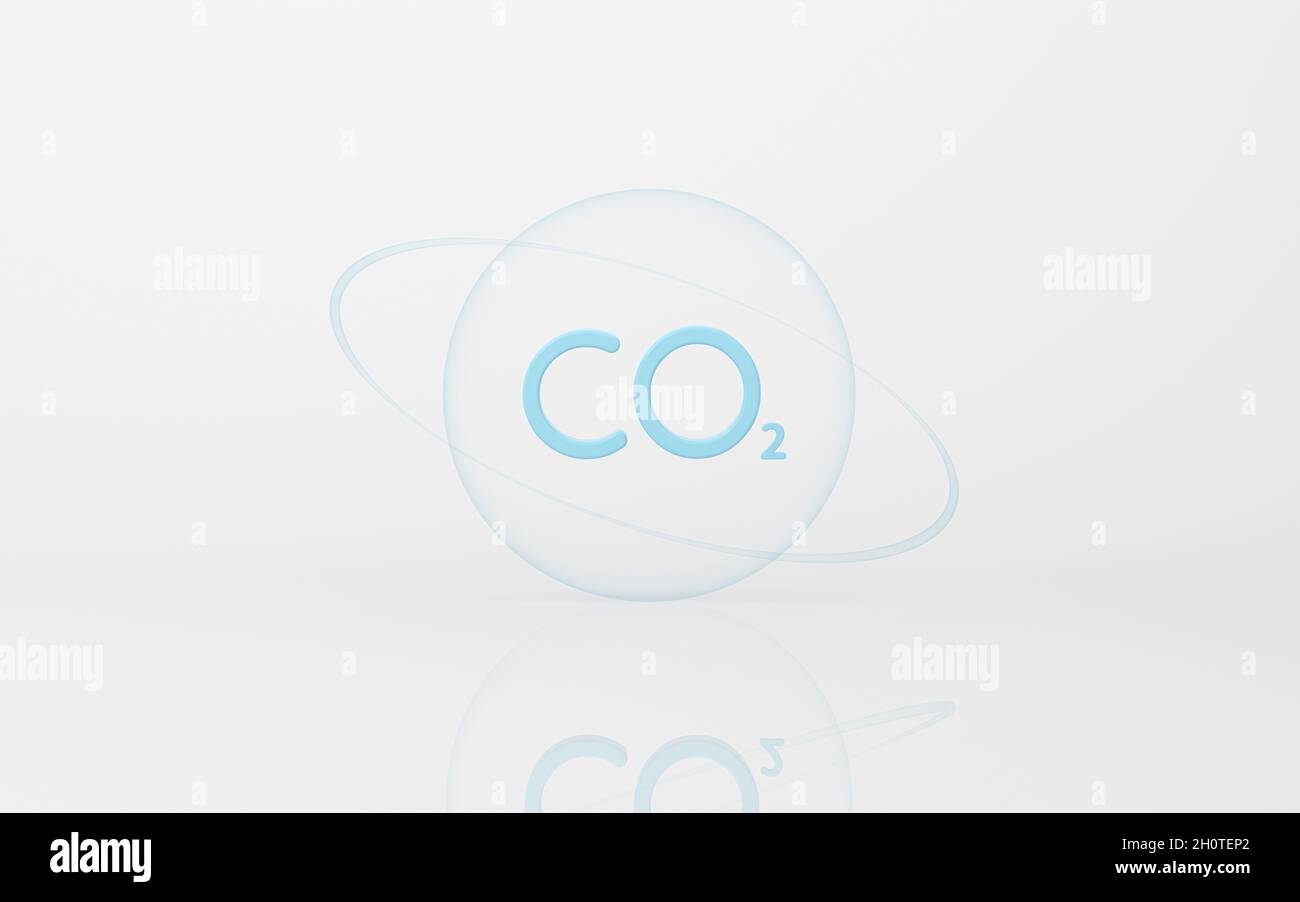 Carbon emissions with a white background, 3d rendering. Computer digital drawing. Stock Photo