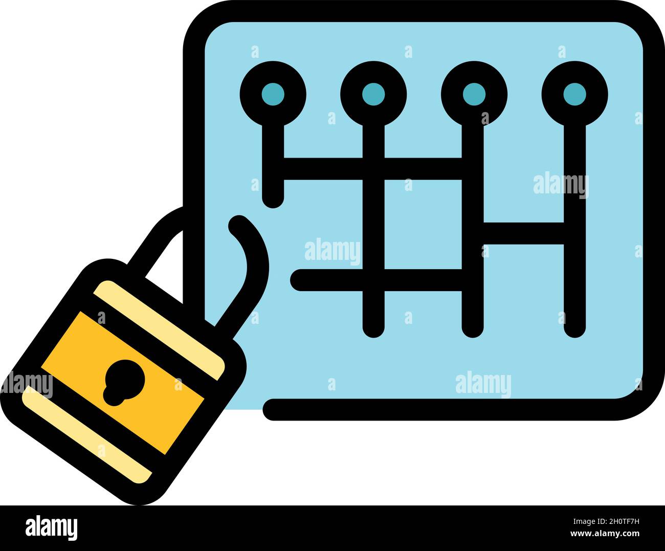 Cipher lock icon. Outline cipher lock vector icon color flat isolated Stock Vector