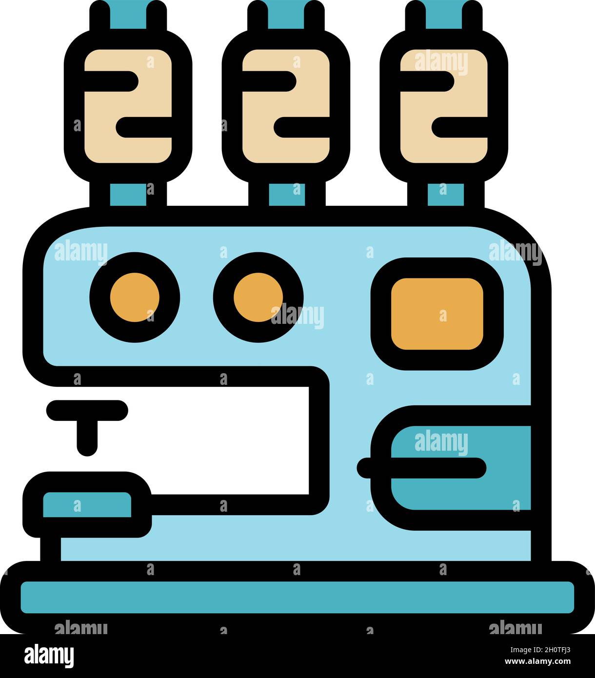 Sewing machine icon. Outline sewing machine vector icon color flat isolated Stock Vector