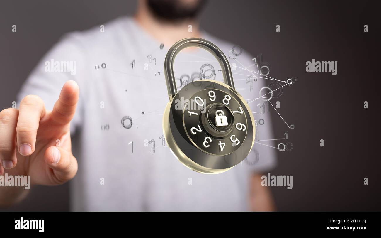 3D sign of Information technology protection, secure access, encryption ...