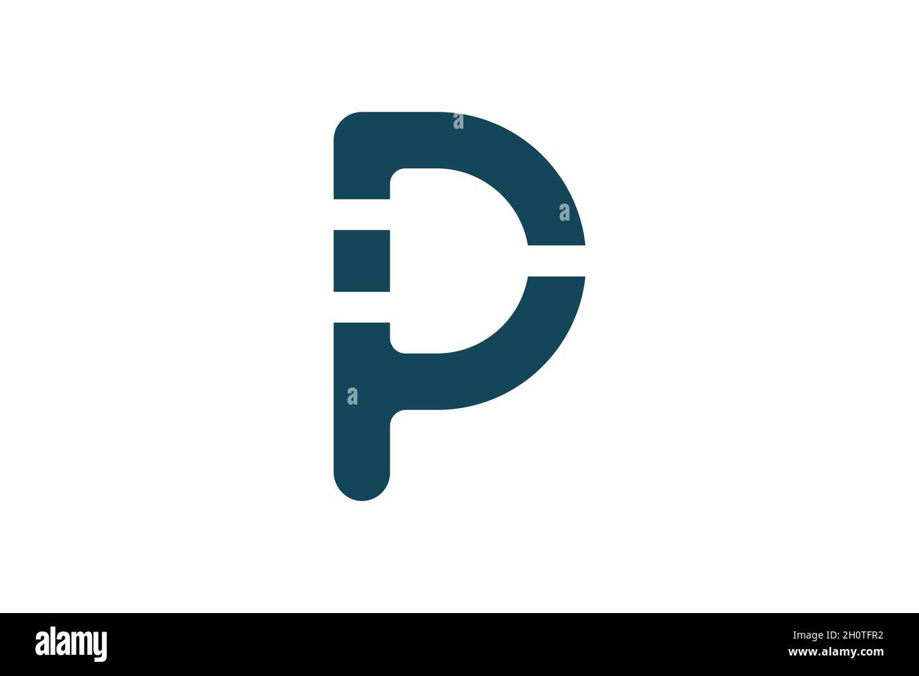 Initial letter P with electrical plug for technology business identity logotype concept. Electric car parking and charging fraphic icon. Power energy brand logo design template. Vector Stock Vector
