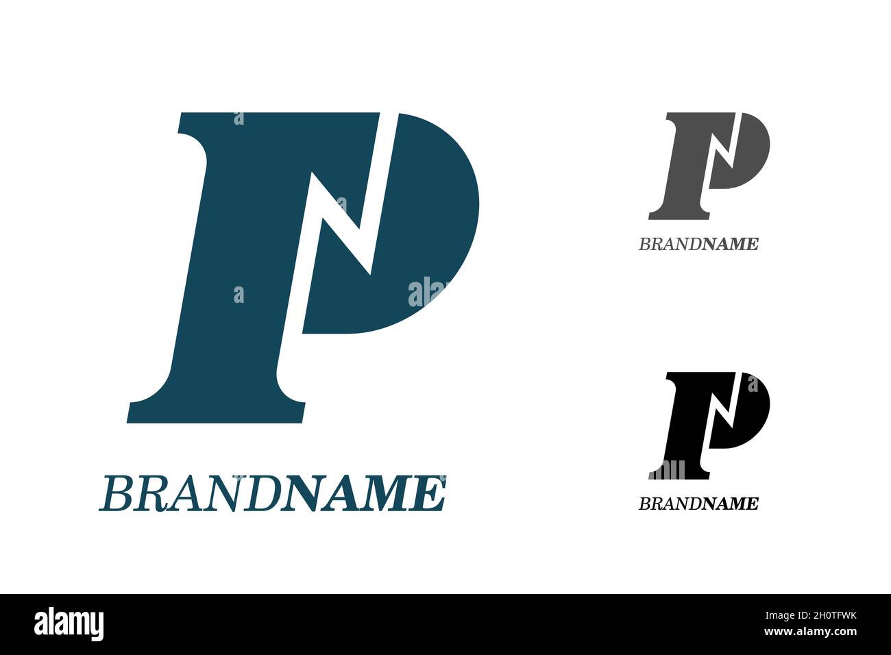 Initial letters P N PN with electrical lightning for technology business identity logotype concept. Electric car parking and charging icon. Power energy brand logo design template. Vector Stock Vector