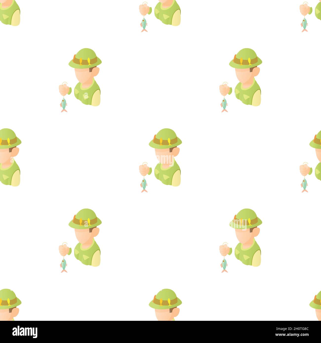 Fisherman with fish pattern seamless background texture repeat ...
