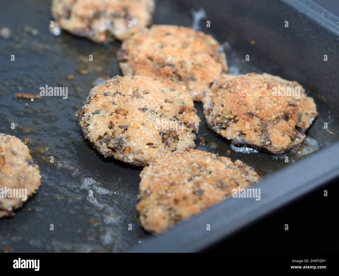Tasty Vegetarian Mushroom Meatballs on the Baking Sheet Stock Photo