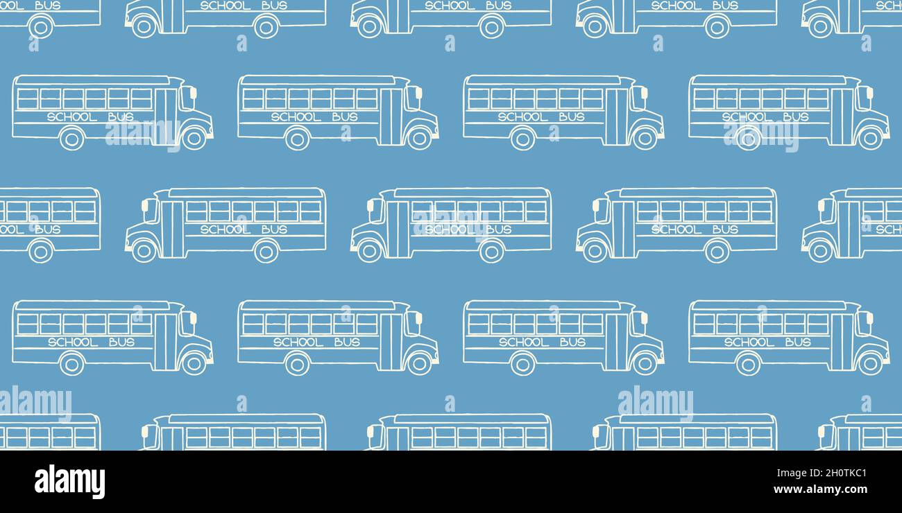 Seamless pattern with school busses, back to school pattern Stock Vector