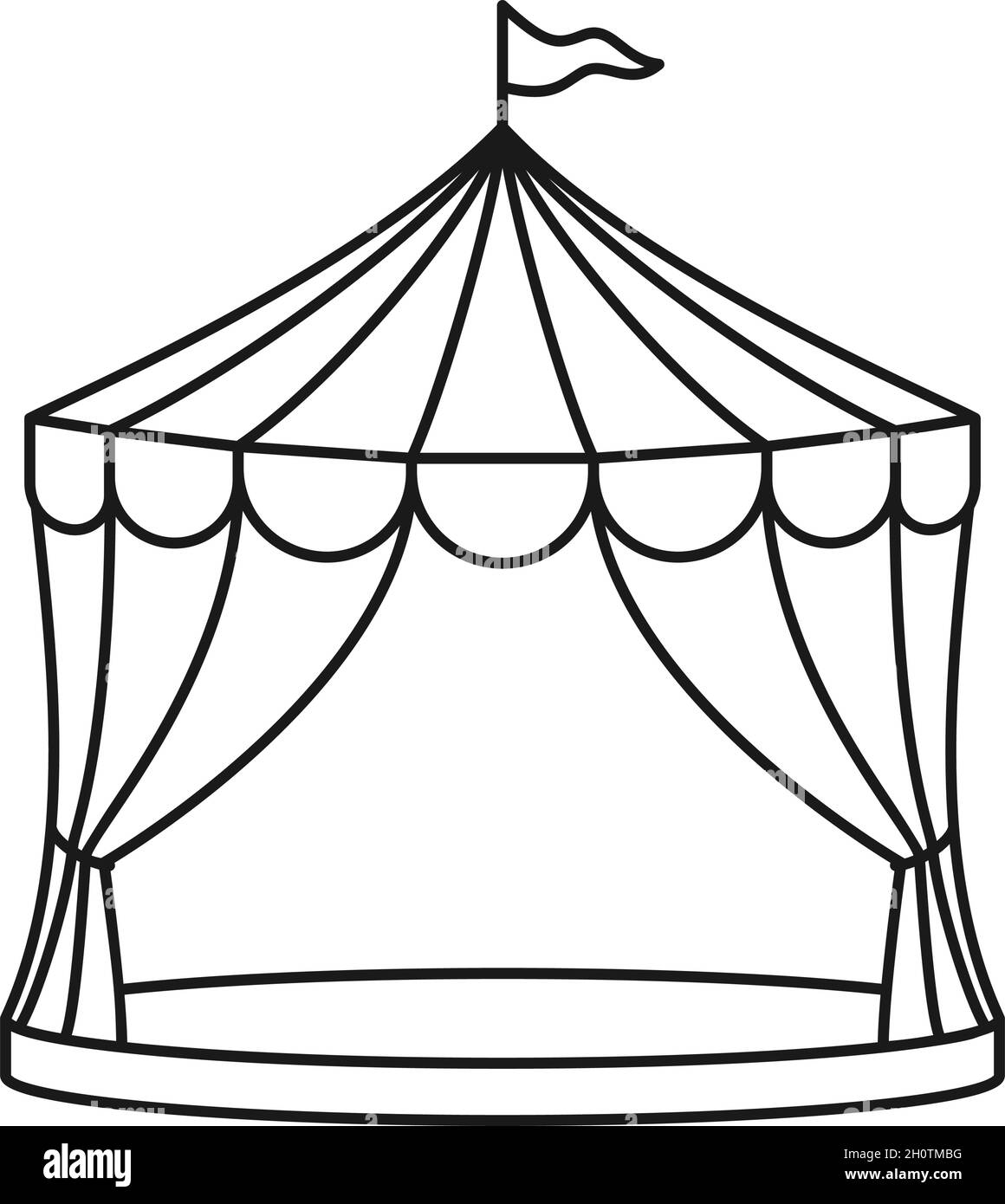 Circus tent with flag for carnival or show in line vector icon Stock Vector