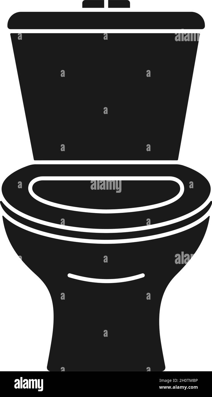 Bathroom toilet seat and toilet bowl in silhouette vector icon Stock Vector