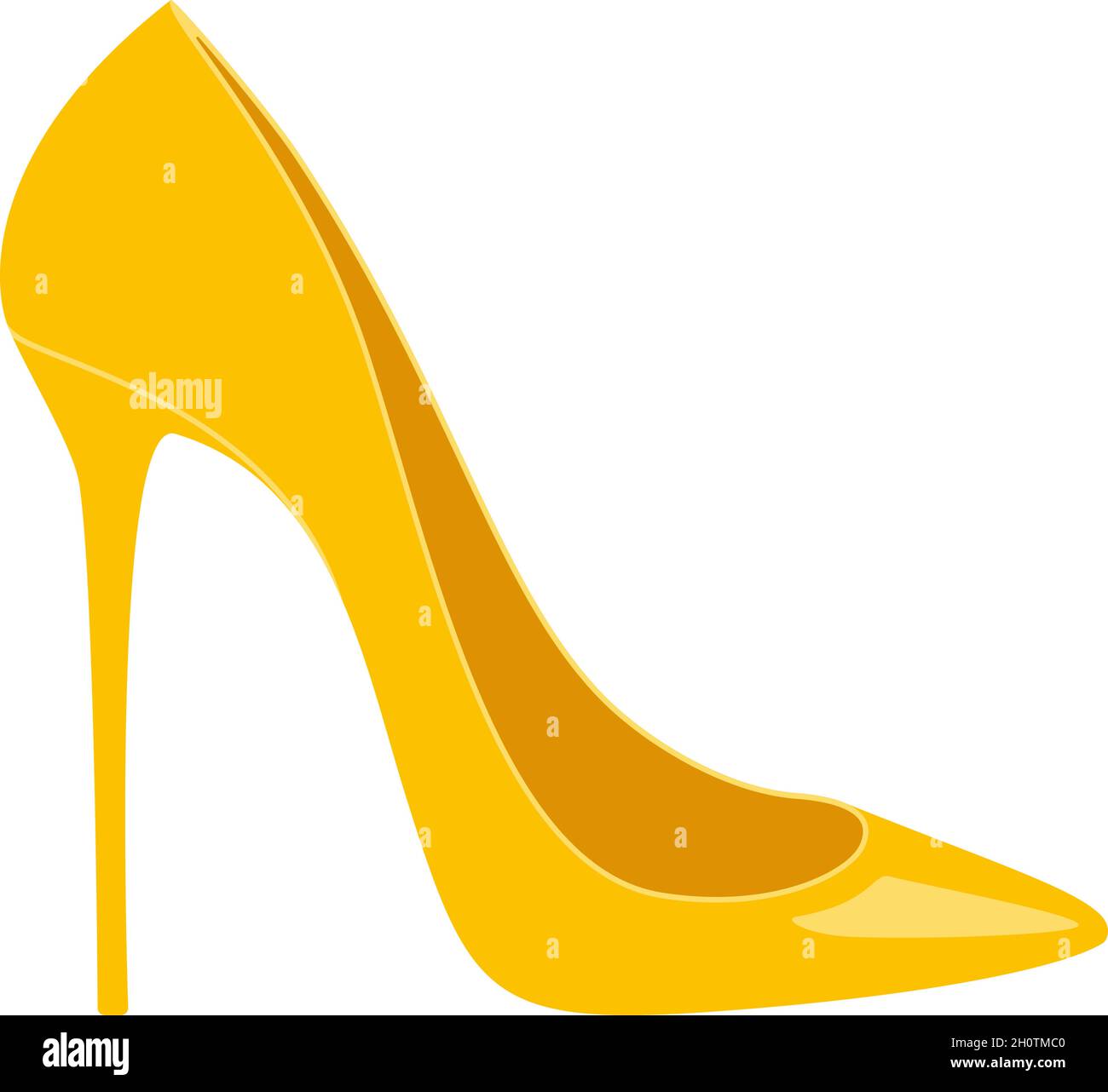 Elegant high heel shoe or stiletto in yellow gold vector icon Stock Vector