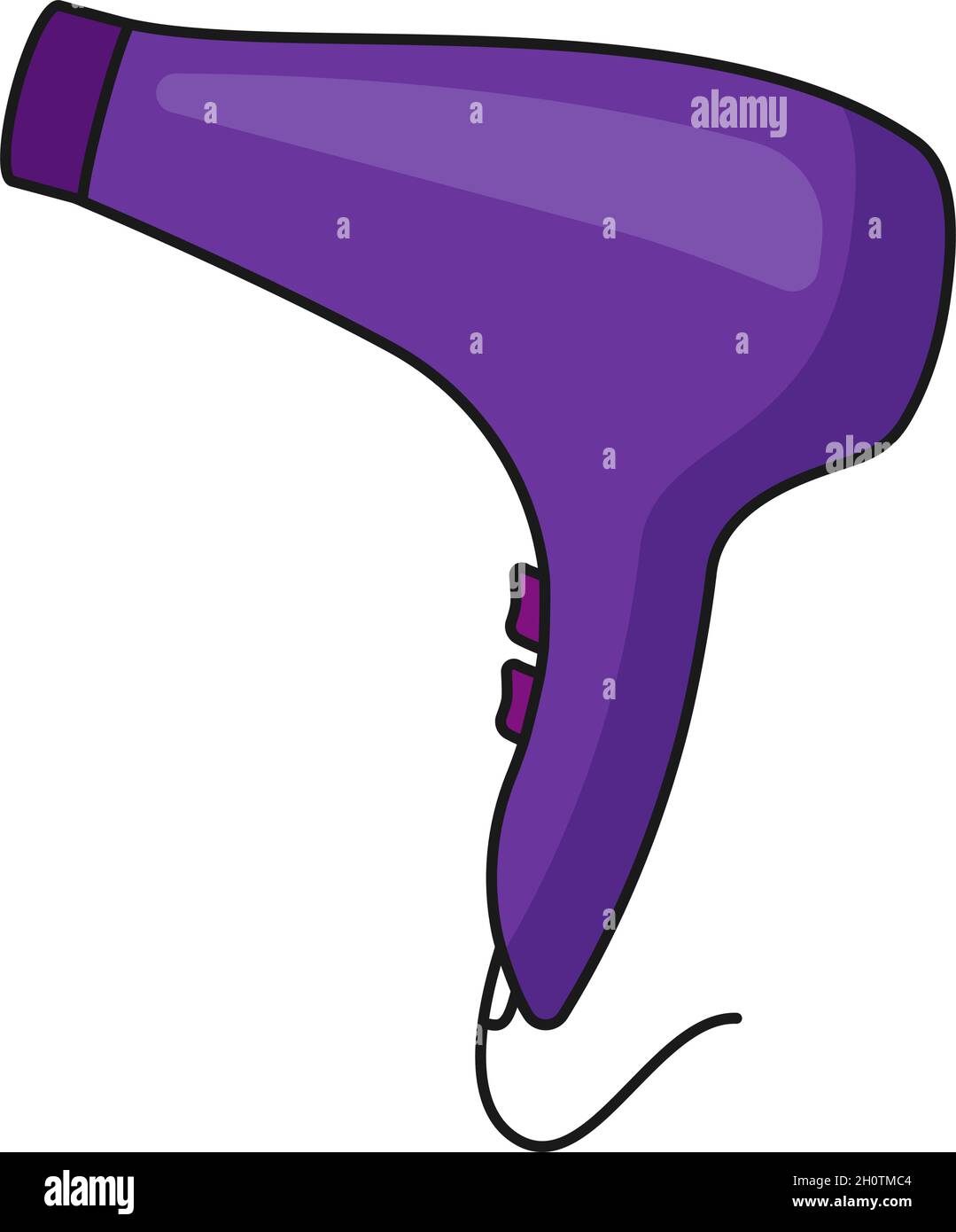 Hair dryer or hairdryer for hair salon blow dry in purple vector icon Stock Vector