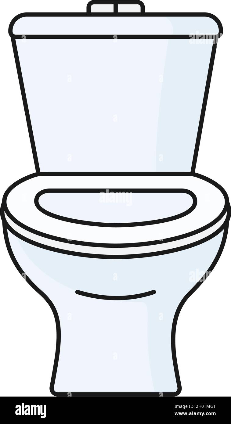 Bathroom toilet seat and toilet bowl in white vector icon Stock Vector