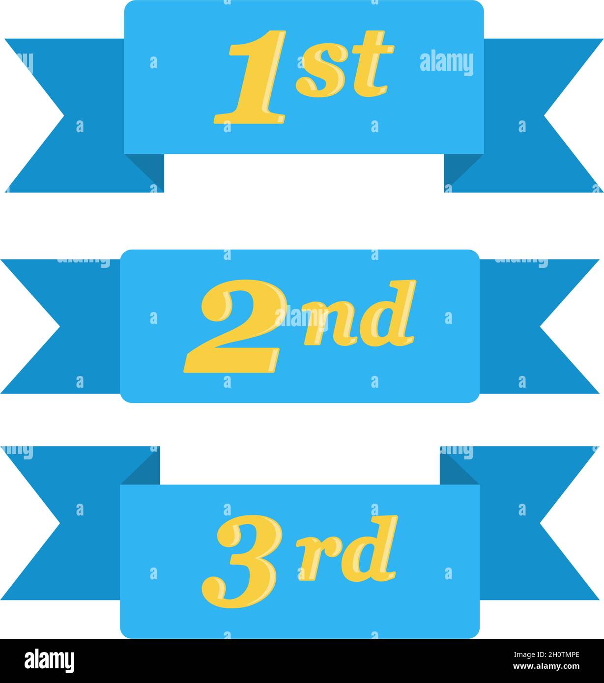 First Place Second Place And Third Place Award Winner Ribbons Or Banners In Blue And Gold Vector Icon Set Stock Vector Image Art Alamy