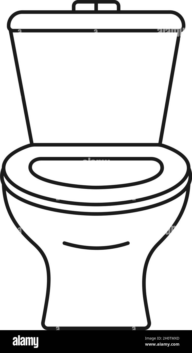 Bathroom toilet seat and toilet bowl in outline vector icon Stock Vector