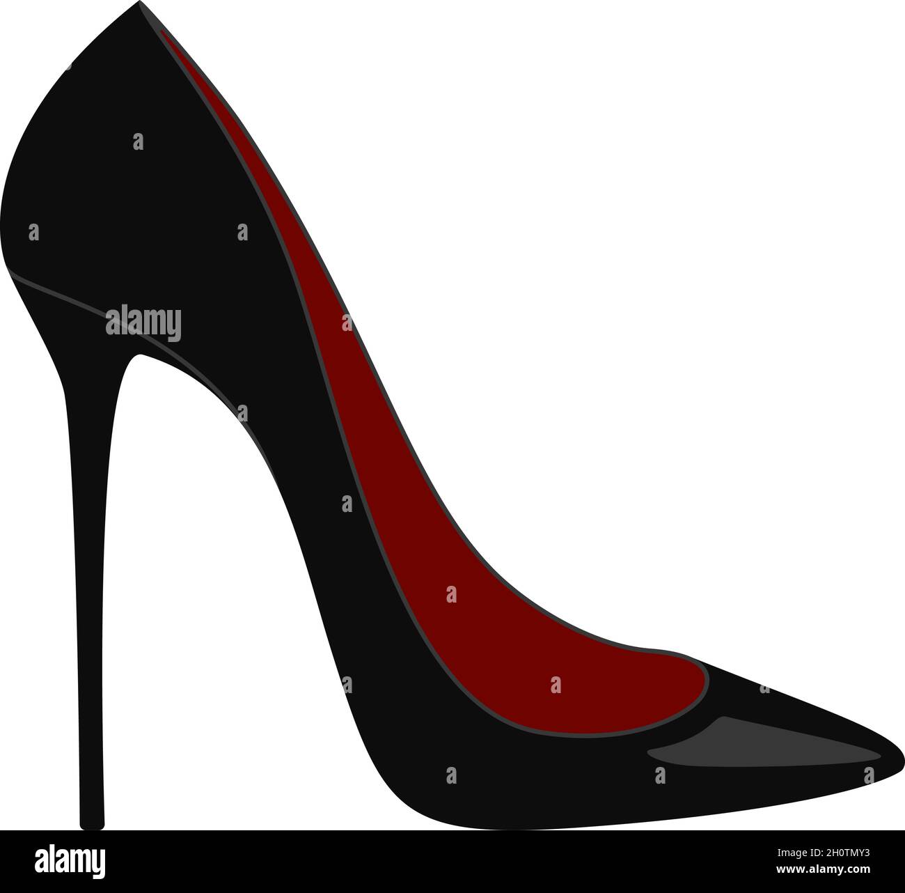 Elegant high heel shoe or stiletto in black and red vector icon Stock Vector