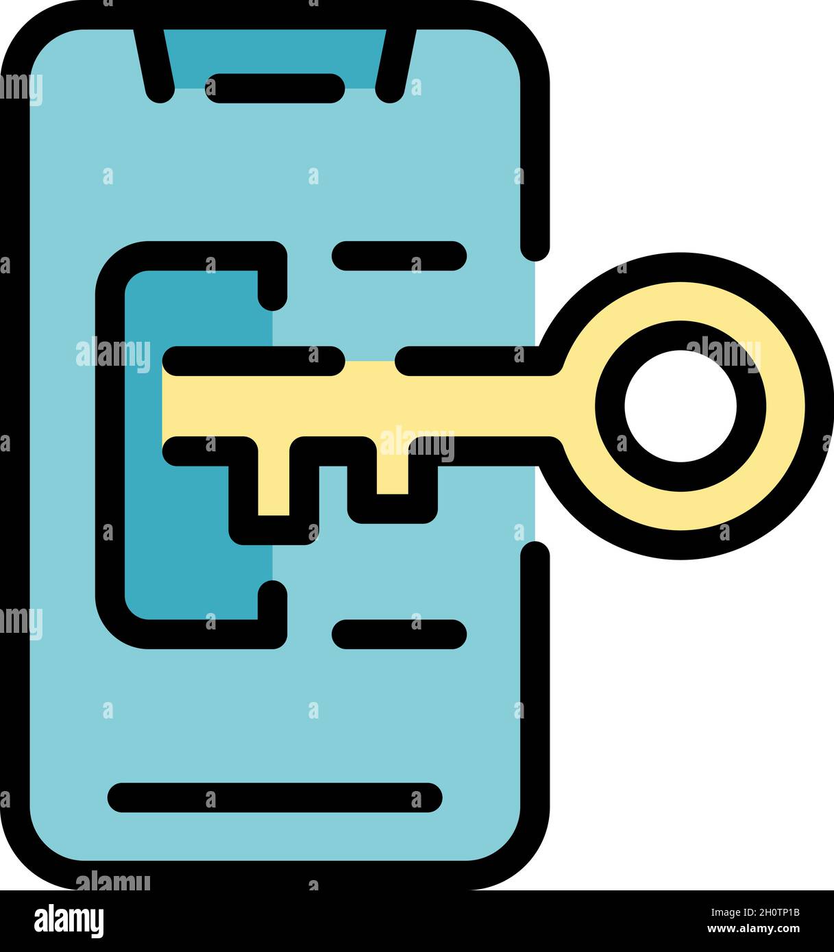Phone password icon. Outline phone password vector icon color flat ...