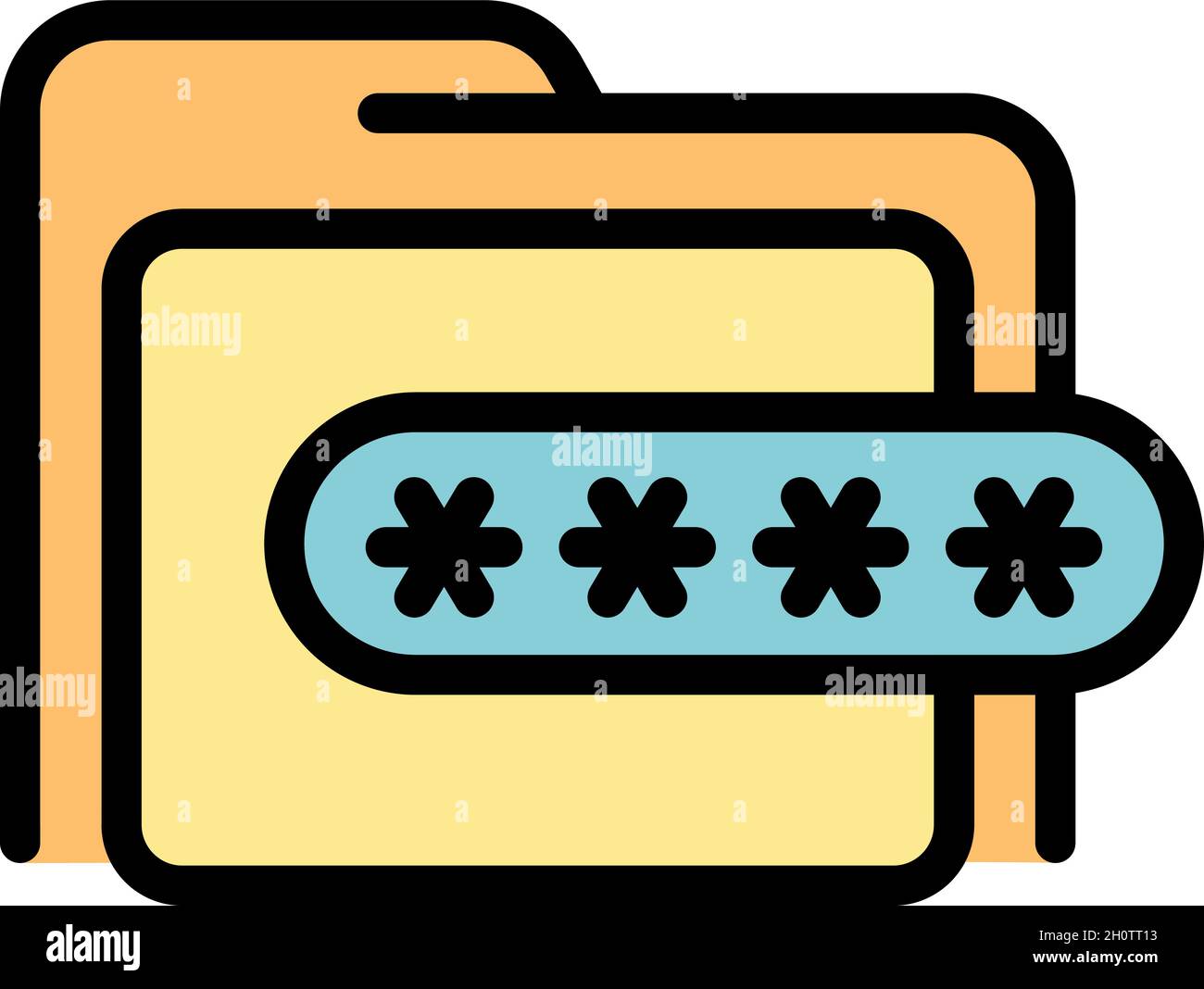 Password folder icon. Outline password folder vector icon color flat isolated Stock Vector