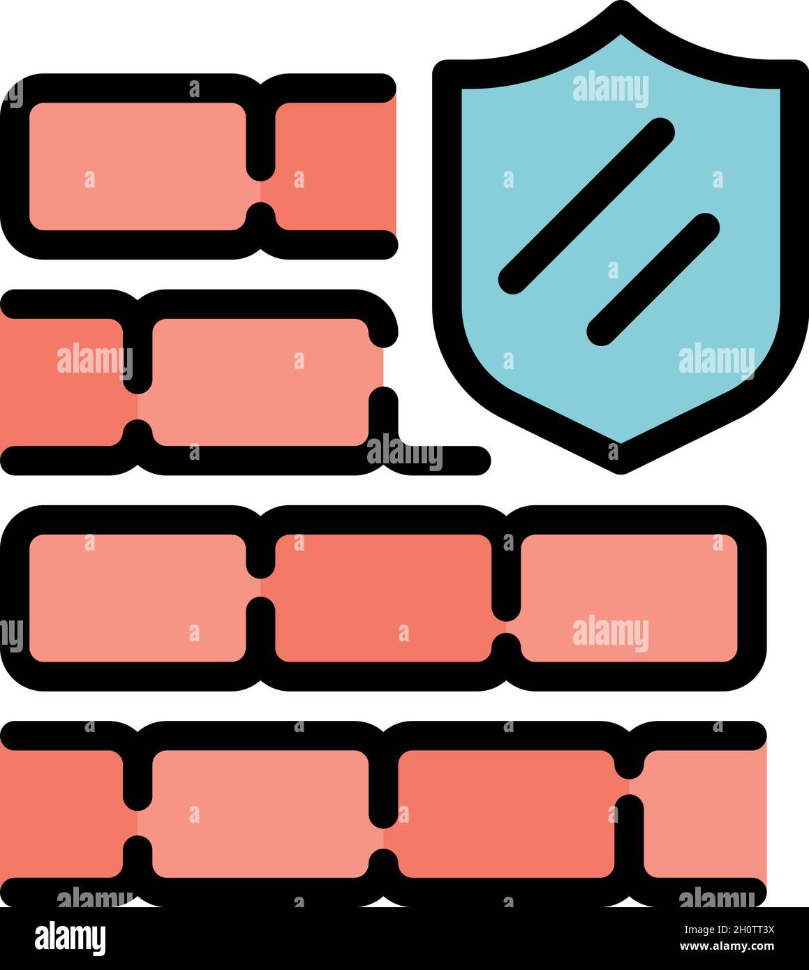 Shield security icon. Outline shield security vector icon color flat ...
