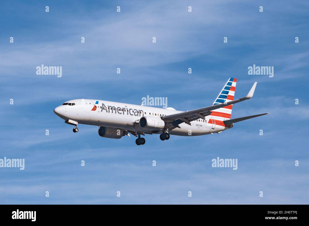 American Airlines Boeing 737Max Landing at BWI Stock Photo
