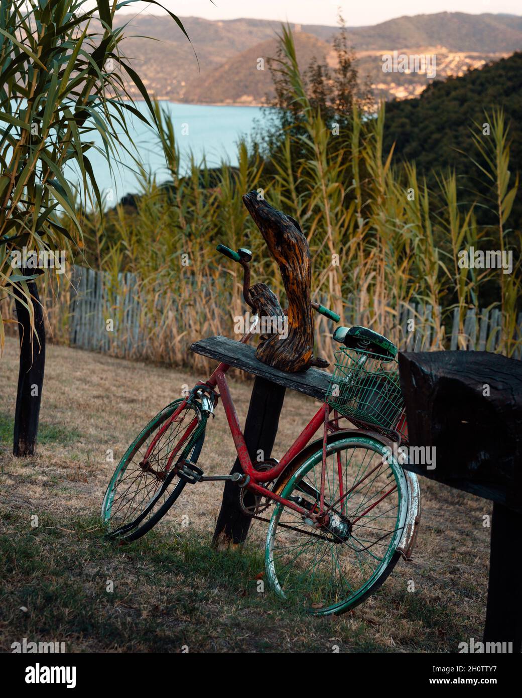 Rustic bicycle in ethno village 'Kapetan-Misin breg' in eastern Serbia Stock Photo