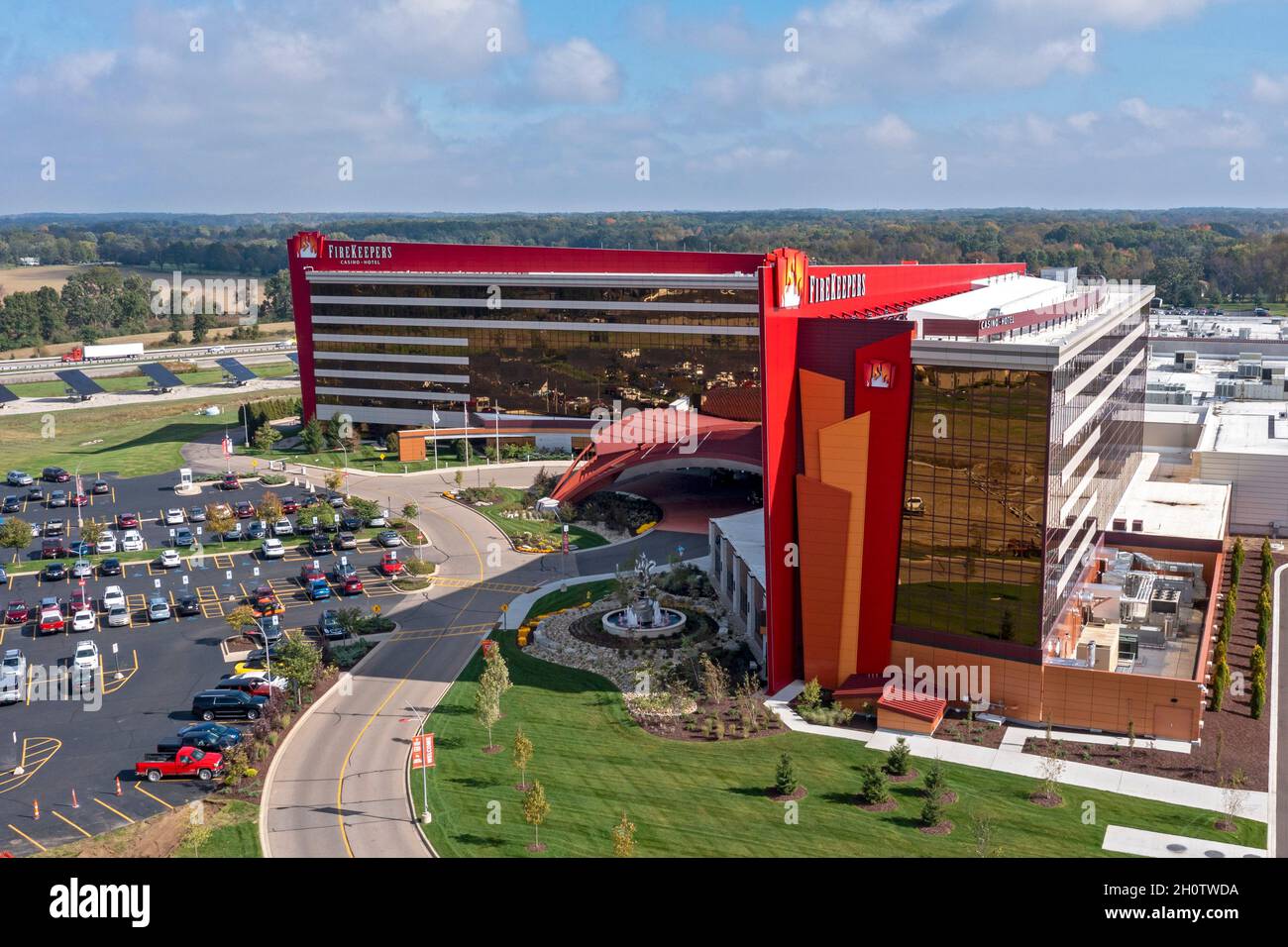 Battle Creek, Michigan - The FireKeepers Casino and Hotel. It is owned and operated by the Nottawaseppi Huron Band of Potawatomi Indians. Stock Photo