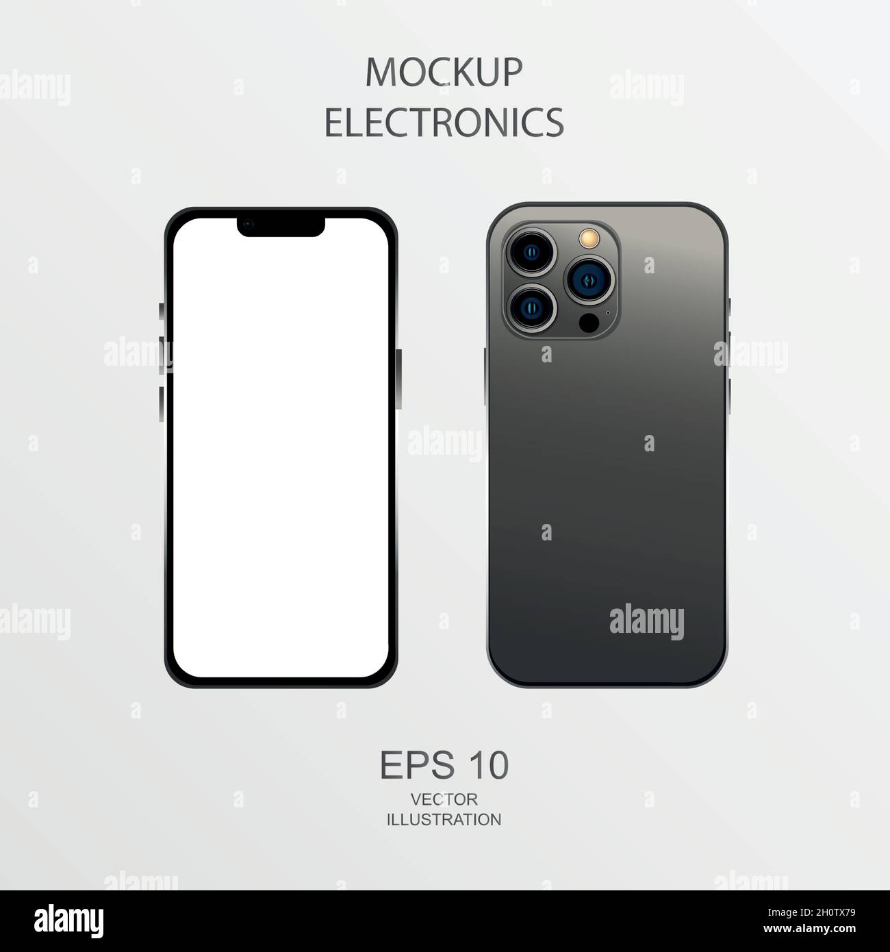 Black mobile phone mockup on white background - Vector illustration ...