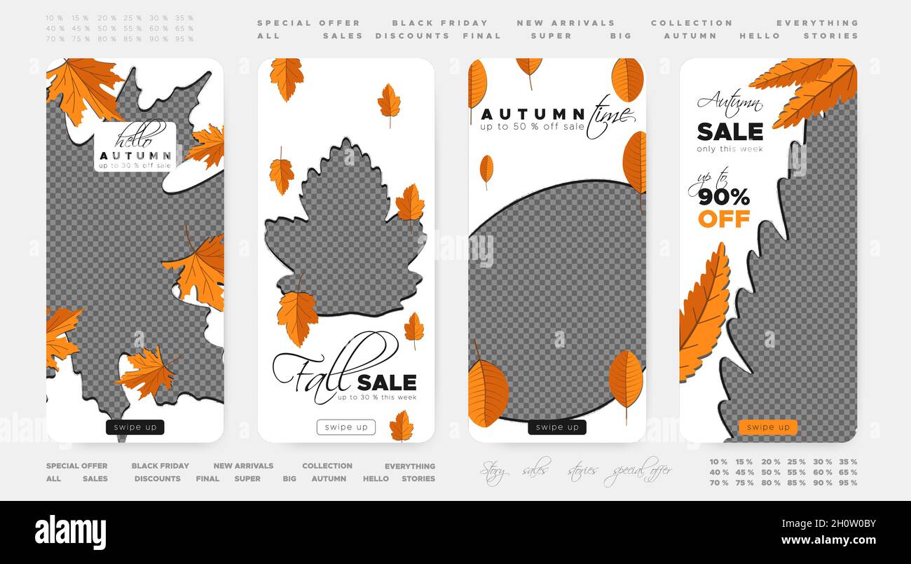 Autumn Discount Wallpapers. Orange Foliage Fall Frame. Season Leaf