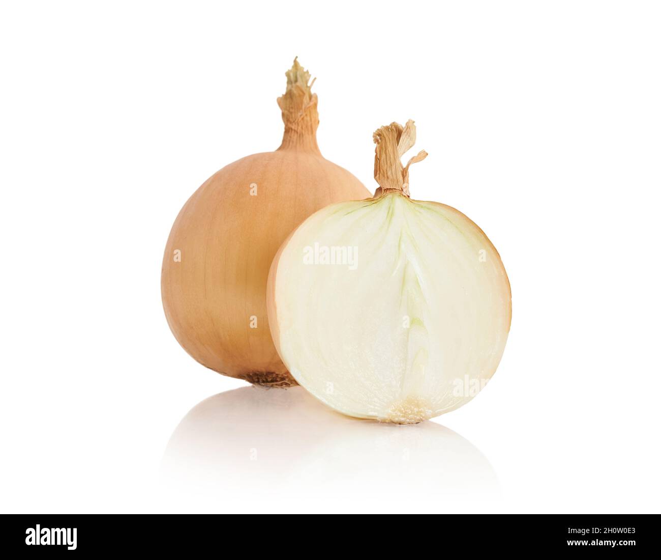 Fresh and juicy onions on white isolated background Stock Photo