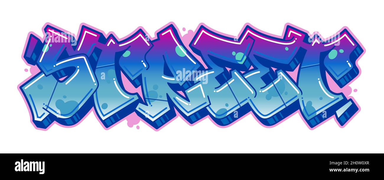 Street word in readable graffiti style in vibrant blue customizable colors. Stock Vector