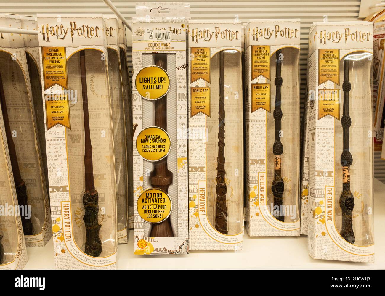 Harry Potter wands, merchandise in store in Spain Stock Photo
