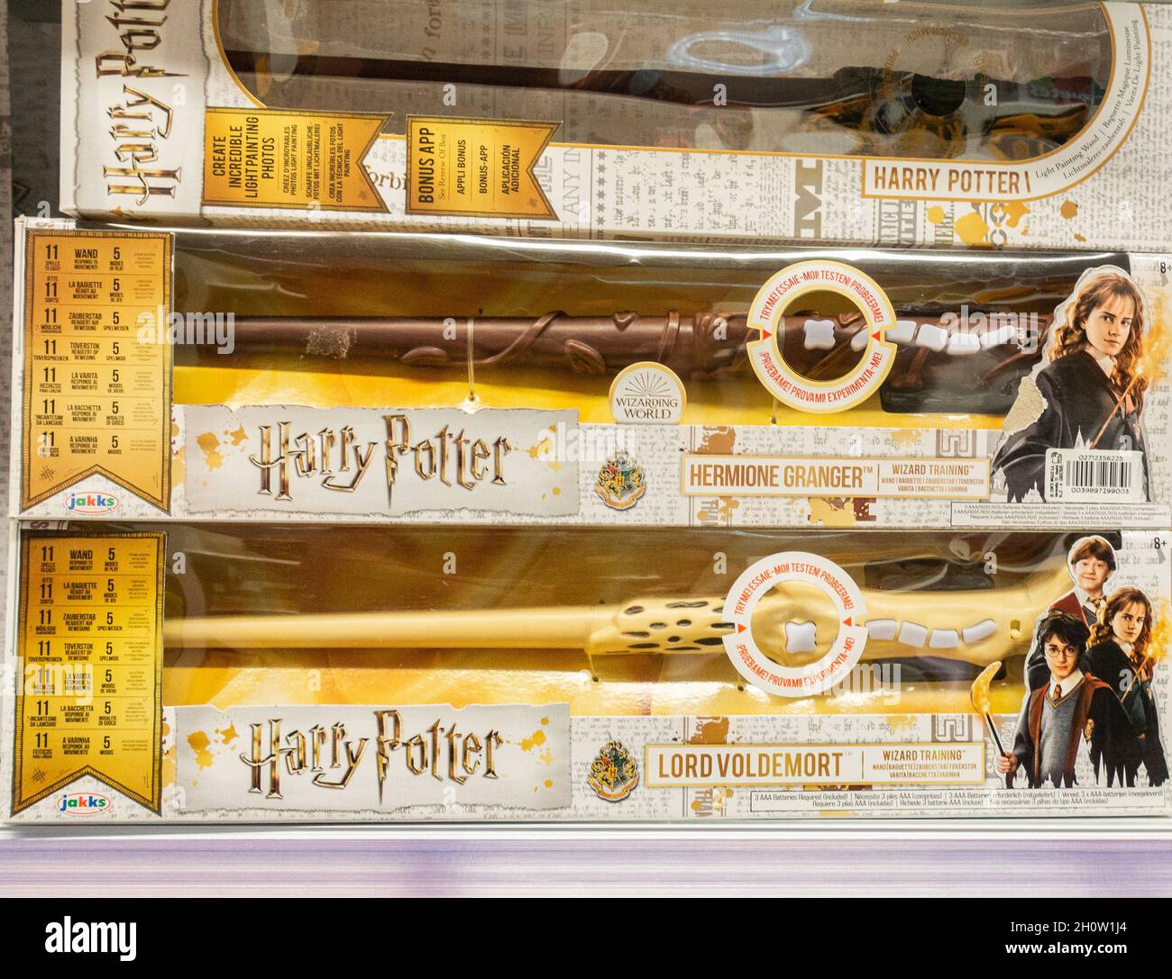 Harry Potter wands, merchandise in store in Spain Stock Photo