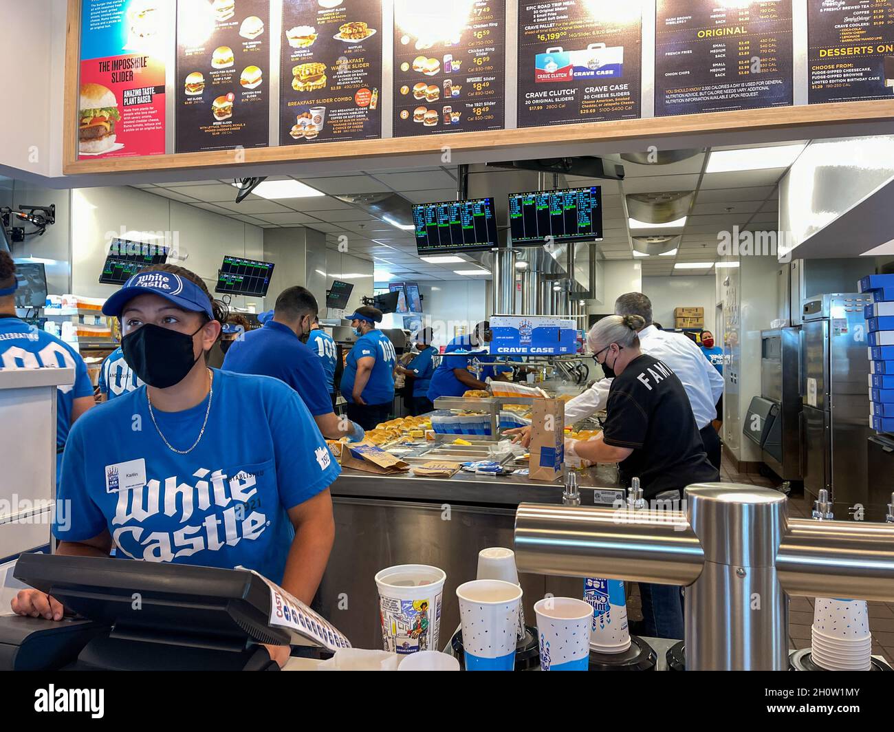 Orlando, FL USA - June 8, 2021: The interior of a White Castle fast food  restaurant with employees serving food in Orlando, Florida Stock Photo -  Alamy