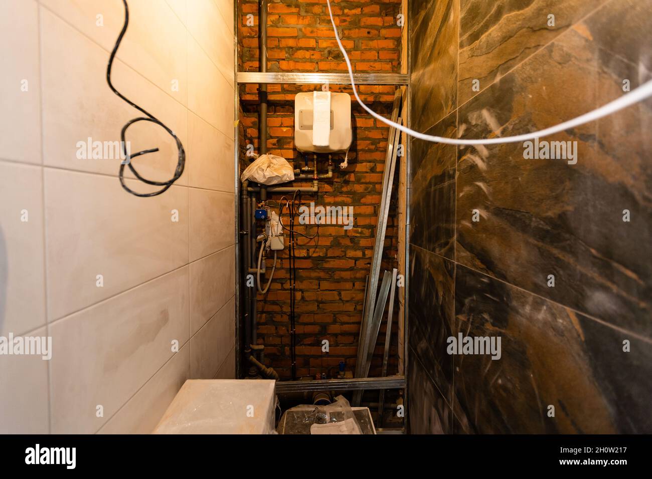 Bathroom interior renovation, construction site Stock Photo Alamy