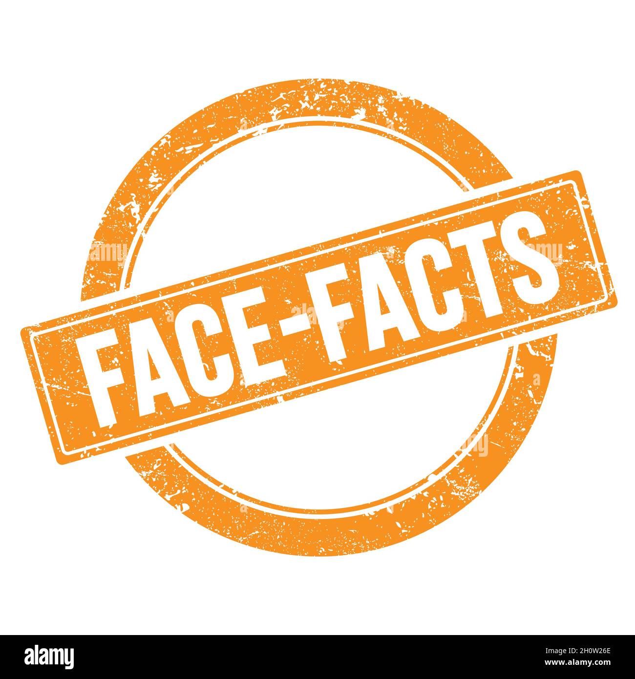 FACE-FACTS text on orange grungy round vintage stamp. Stock Photo
