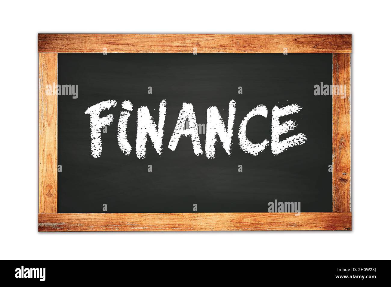 FINANCE text written on black wooden frame school blackboard Stock ...