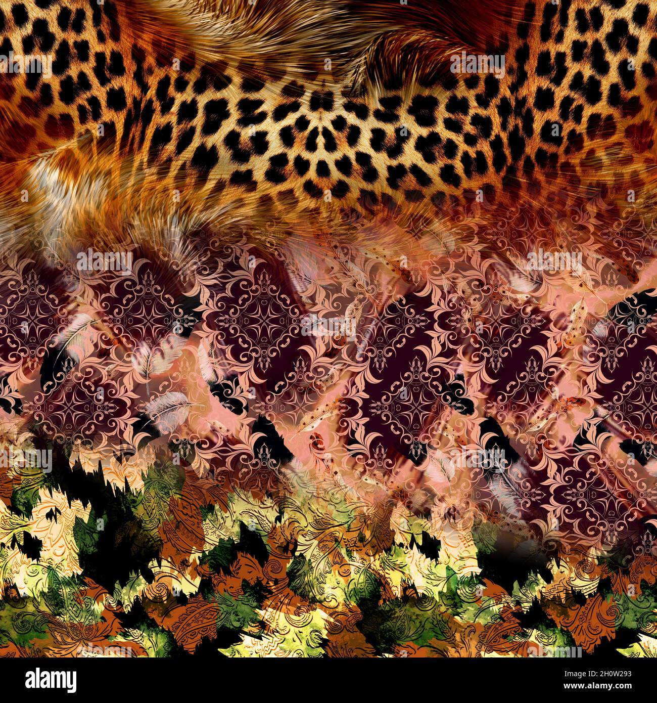 Fashionable print, abstract leopard skin with geometric shapes Stock ...