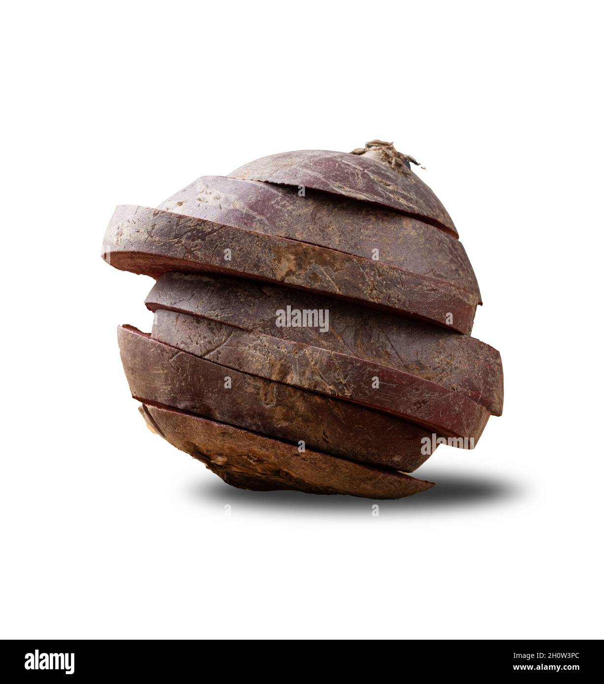 Sliced raw beetroot isolated over white background. Stock Photo