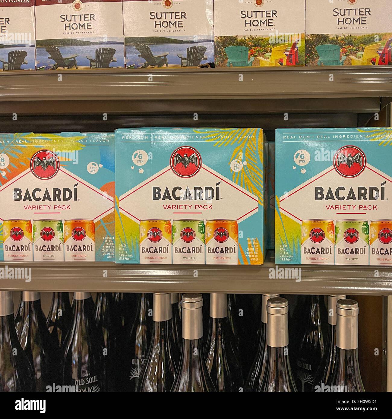 Orlando,FL USA October 3, 2021 Cases of Bacardi Rum Hard Seltzer