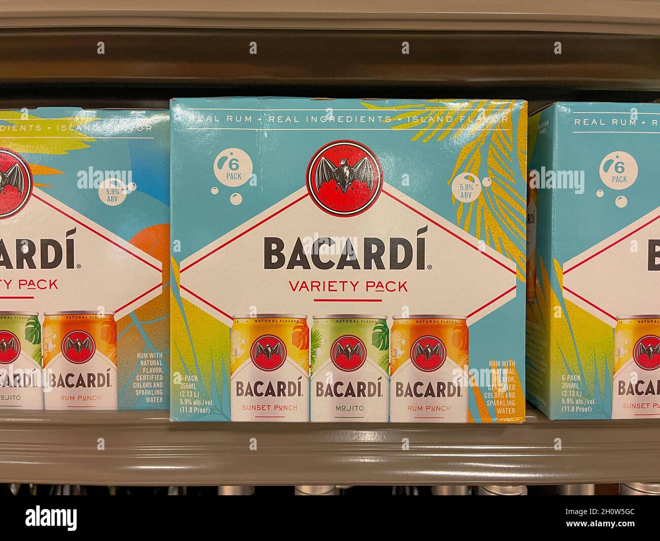 Orlando,FL USA October 3, 2021 Cases of Bacardi Rum Hard Seltzer
