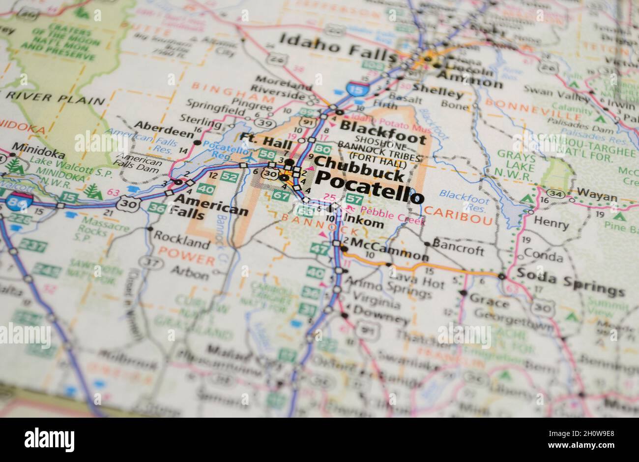 Map of city of Pocatello, ID Stock Photo