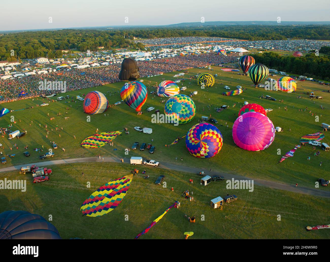 Hot Air Balloon Festival From Above In New Jersey Stock Photo