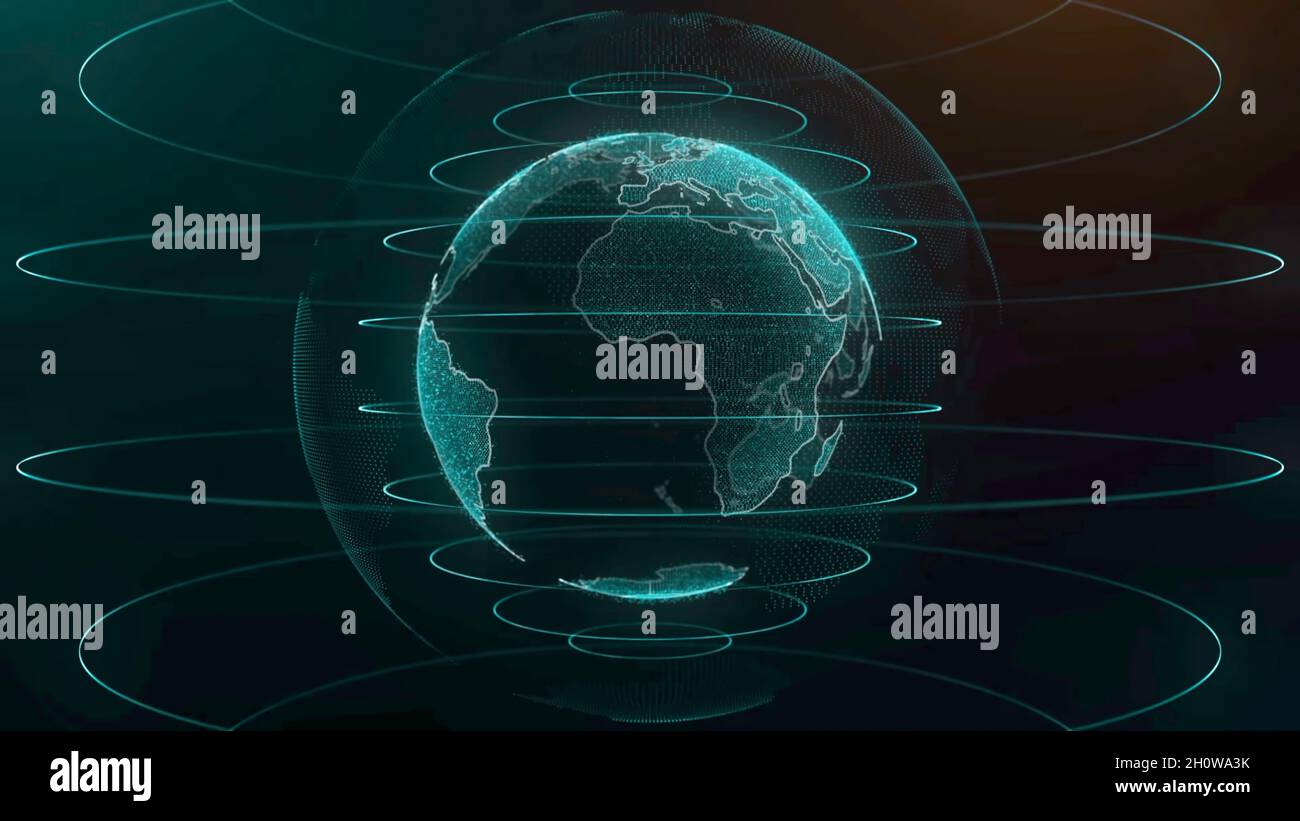 Planet Earth Rotating Animation Future Technology Business Concept