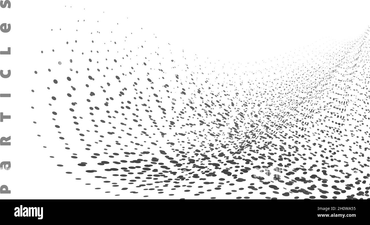 Abstract black and white speckled pattern with chaotic particles. Vector graphics Stock Vector