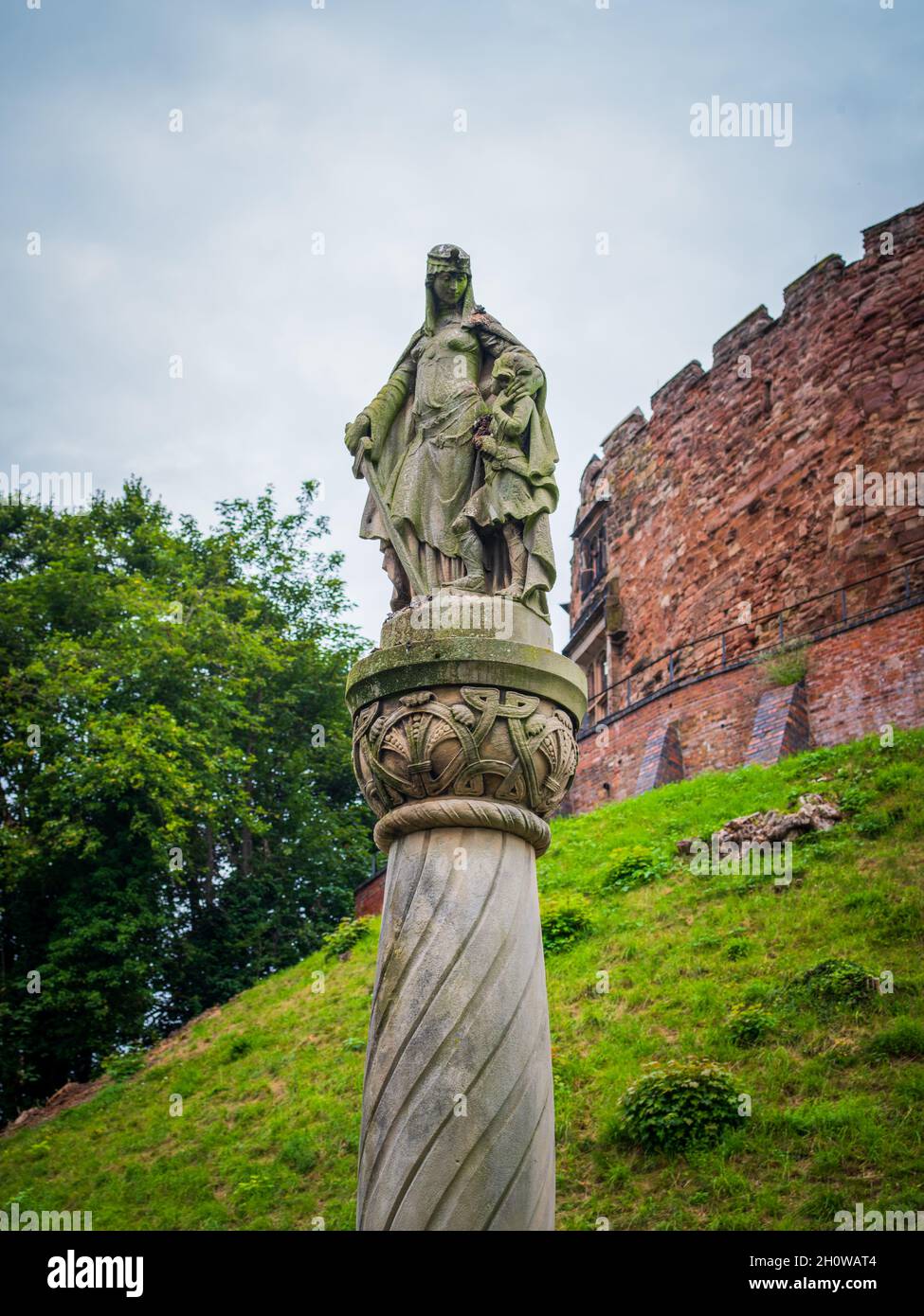 Statue of queen Aethelflaed at Tamworth Castle, Staffordshire, England