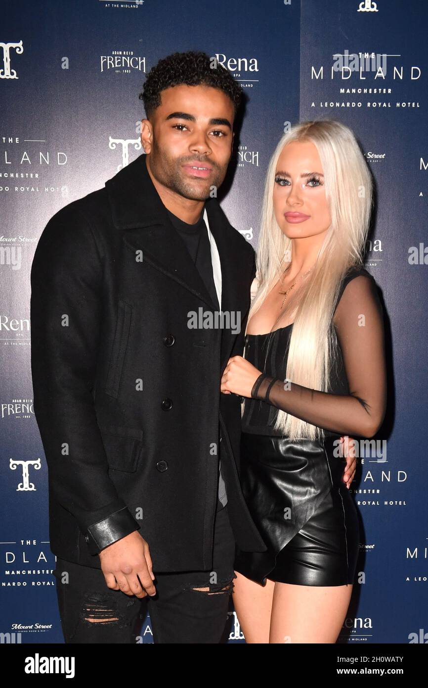 EDITORIAL USE ONLY Malique Thompson-Dwyer attends the re-launch of the Midland, a Leonardo Royal Hotel, in Manchester following a £14m refurbishment project. Picture date: Thursday October 14, 2021. Stock Photo
