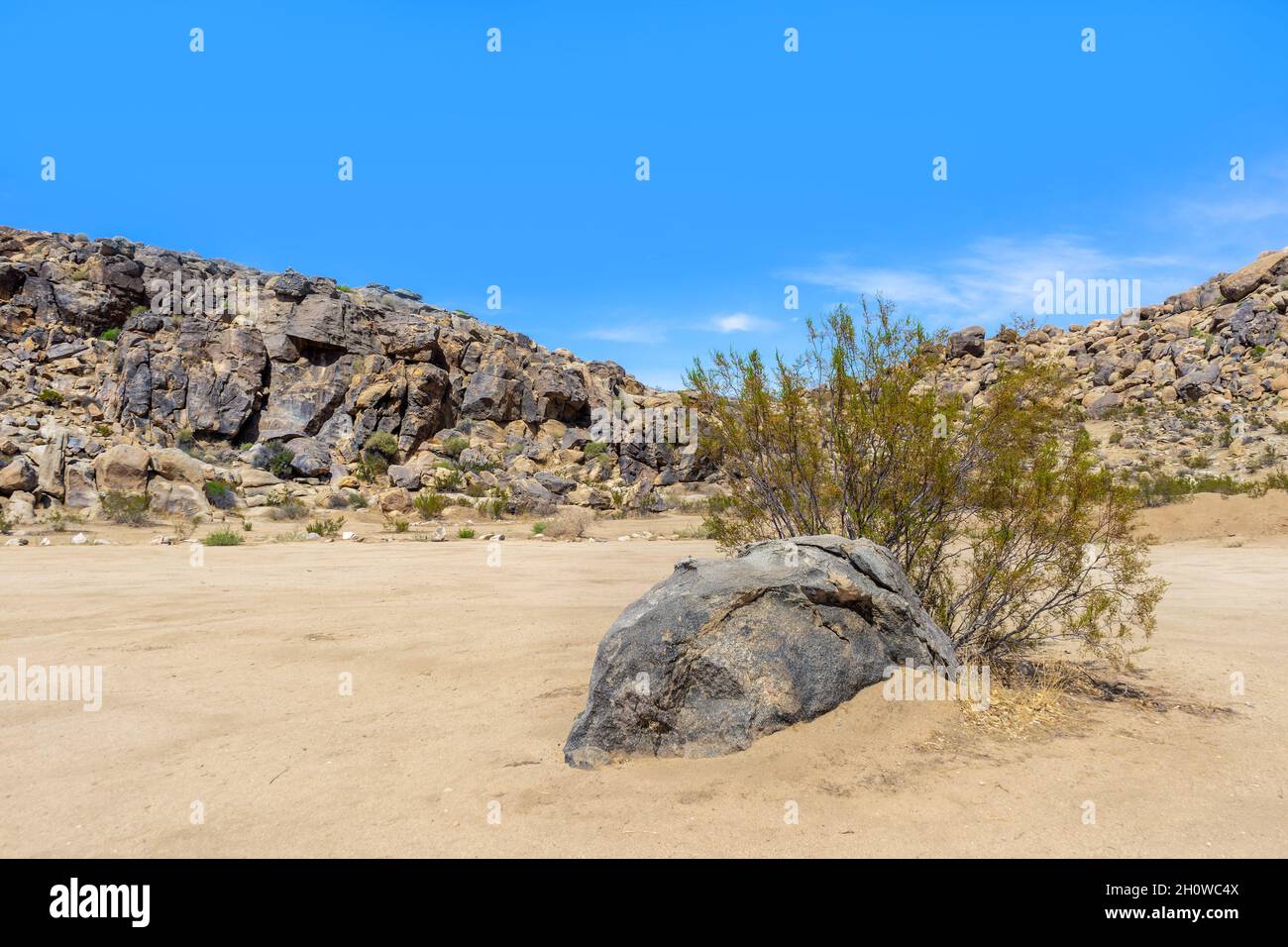 Large boulder and rock formation at Horsemen’s Center Park in Apple Valley, California Stock