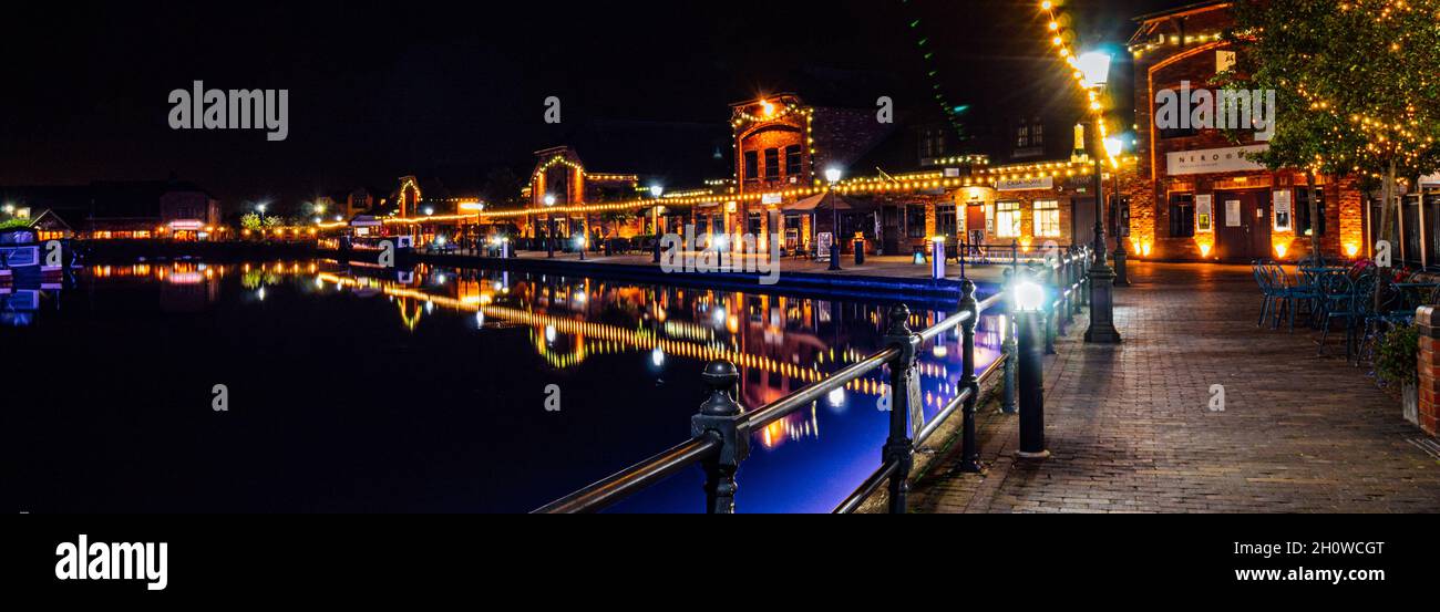 Barton-under-Needwood, England October 11,2021 ,Visit in the night Barton Marina Stock Photo