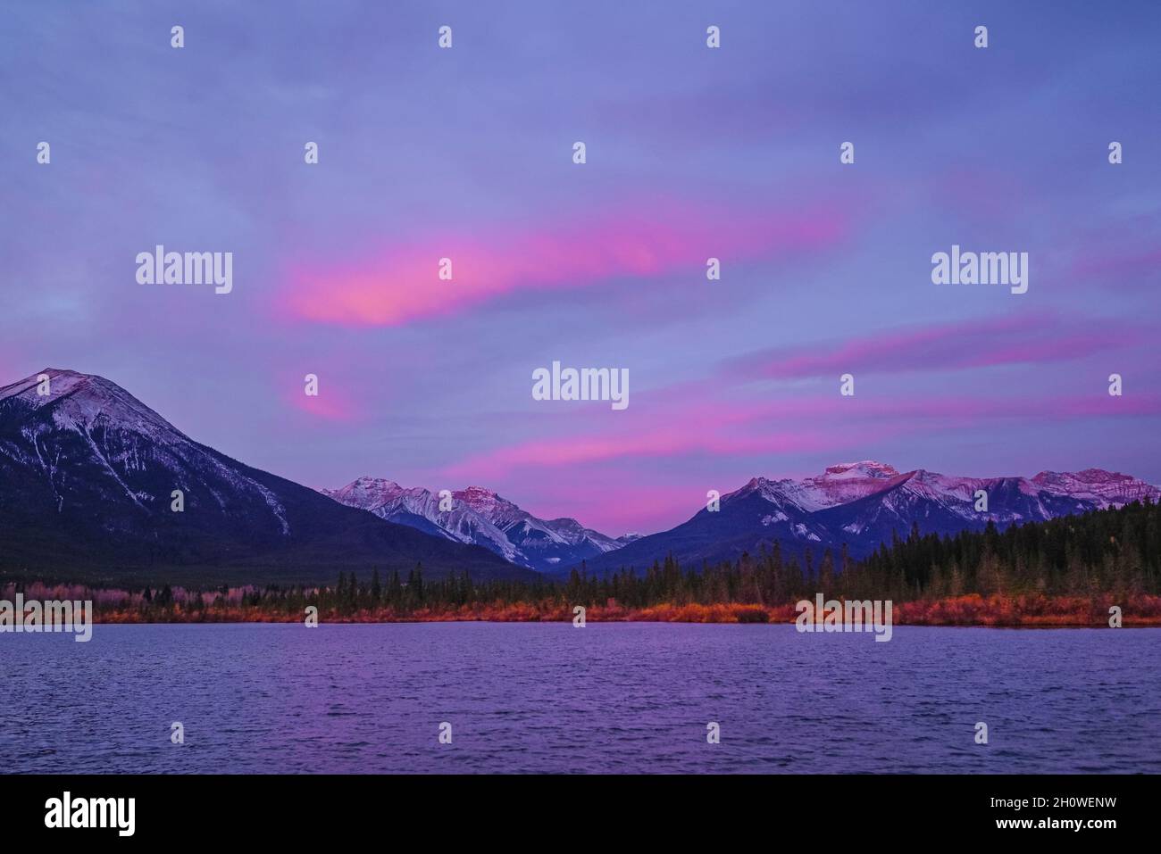 Dawn, Vermilion Lakes, Banff National Park, Alberta, canada Stock Photo